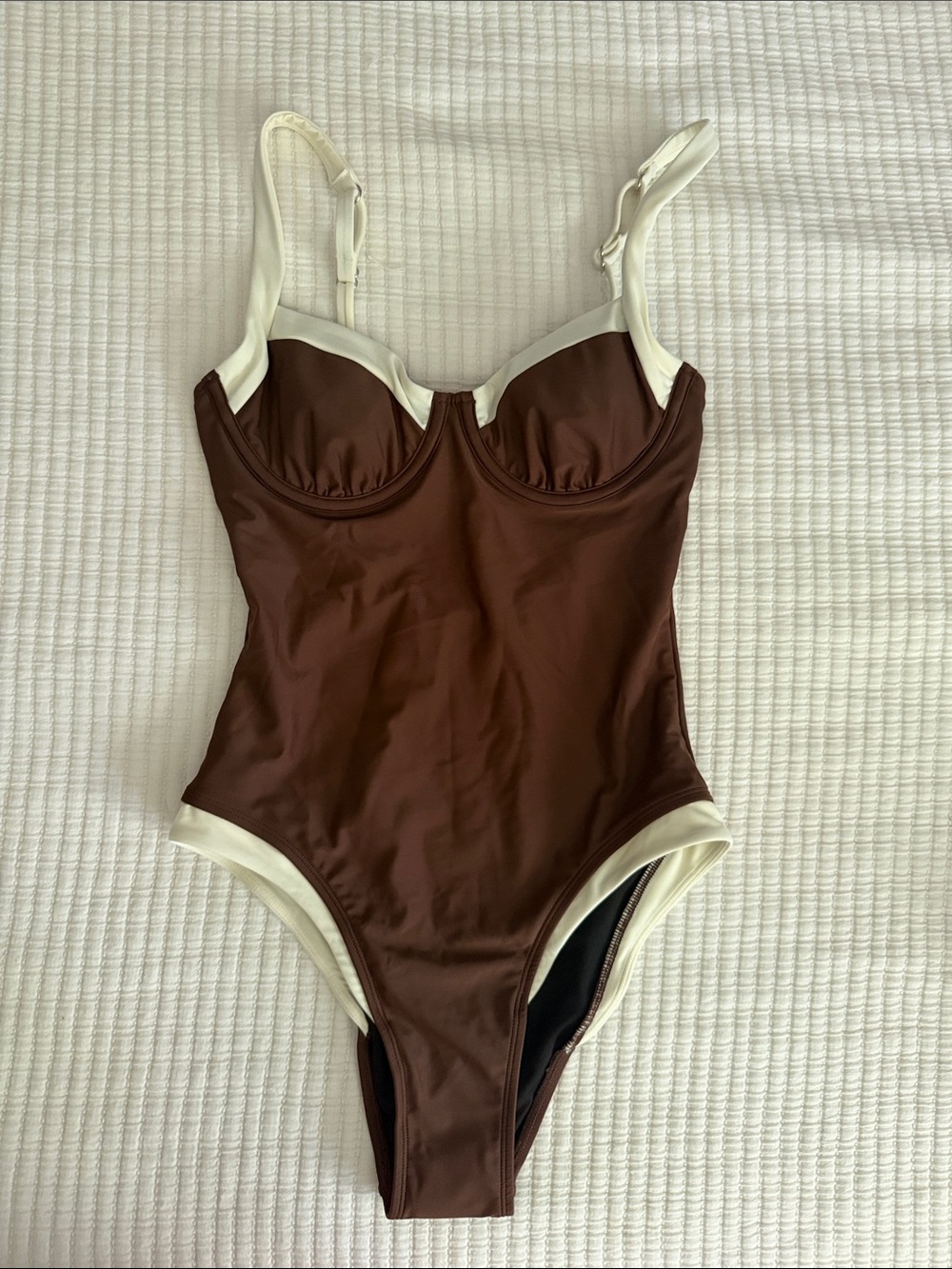 Brown & Cream One-Piece Swimsuit